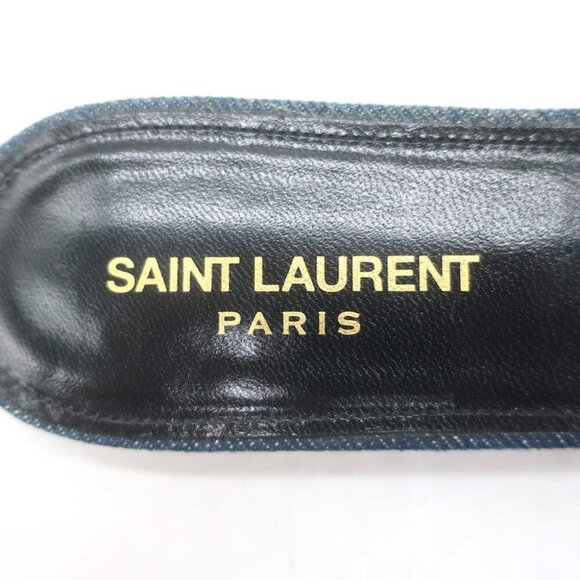 Saint Laurent Denim Tribute Flat Sandals Blue Size 39 Open Toe Mules - Picture 8 of 10